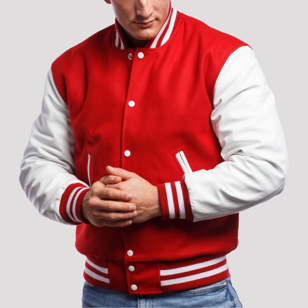 Genuine Leather & Wool Varsity Members Only Alumni Letterman Sports Jacket